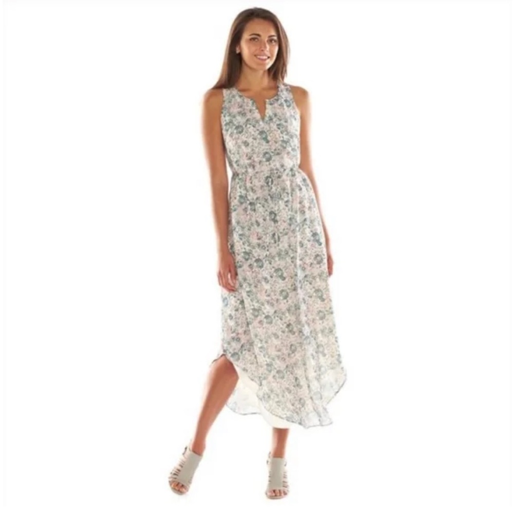 Lauren Conrad Blythe Pink & Green Floral Maxi Dress Size 14